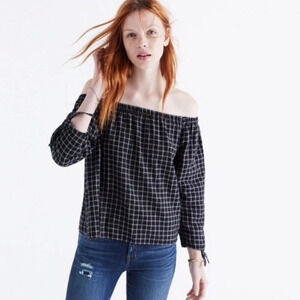 Madewell Plaid Off the Shoulder Top
